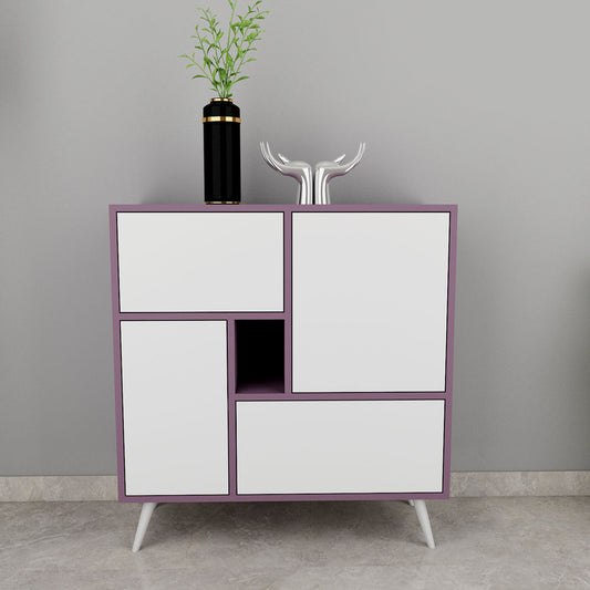 Modern Purple & White Shoe Cabinet with Tilt-Out Drawers – EL-10076