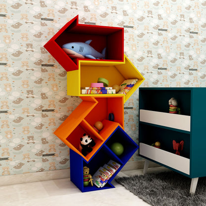 Kids Toy unit, Book Shelf, Kids unit in Arrow shape, Kids unit of Open Space, Multi color Kid unit, Kids unit - EL10080