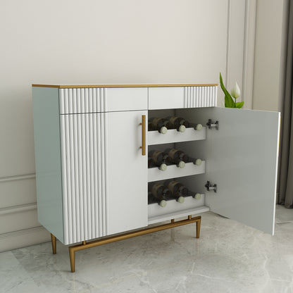 Bar Cabinet, Bar Unit, Bar Unit In White & Golden Color, Bar Cabinet With Drawer & Shutter, Bar Cabinet - EL10082