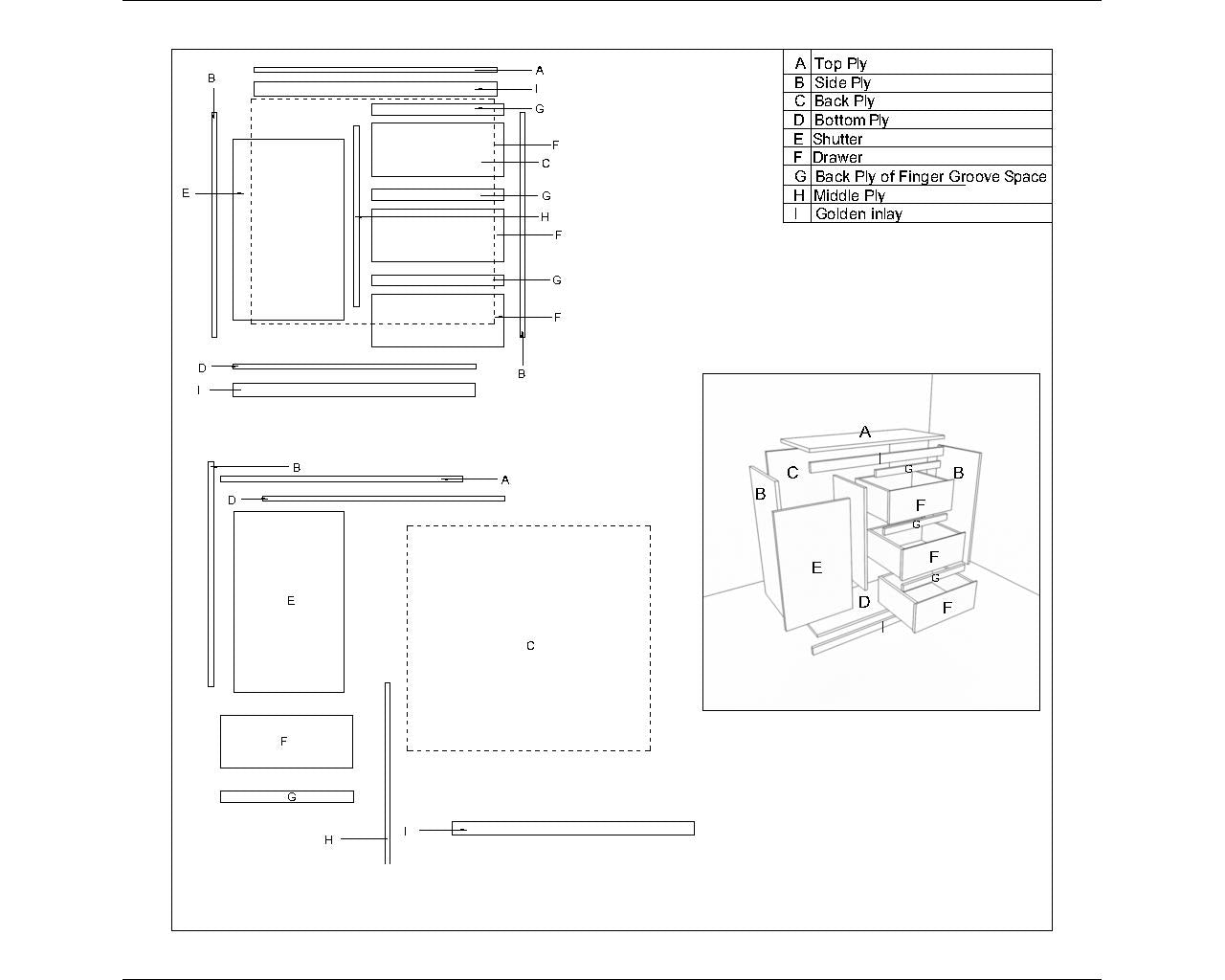 Cabinets, White & Gold Color Cabinet, Cabinet with Drawer & Shutter, Cabinet - EL10083