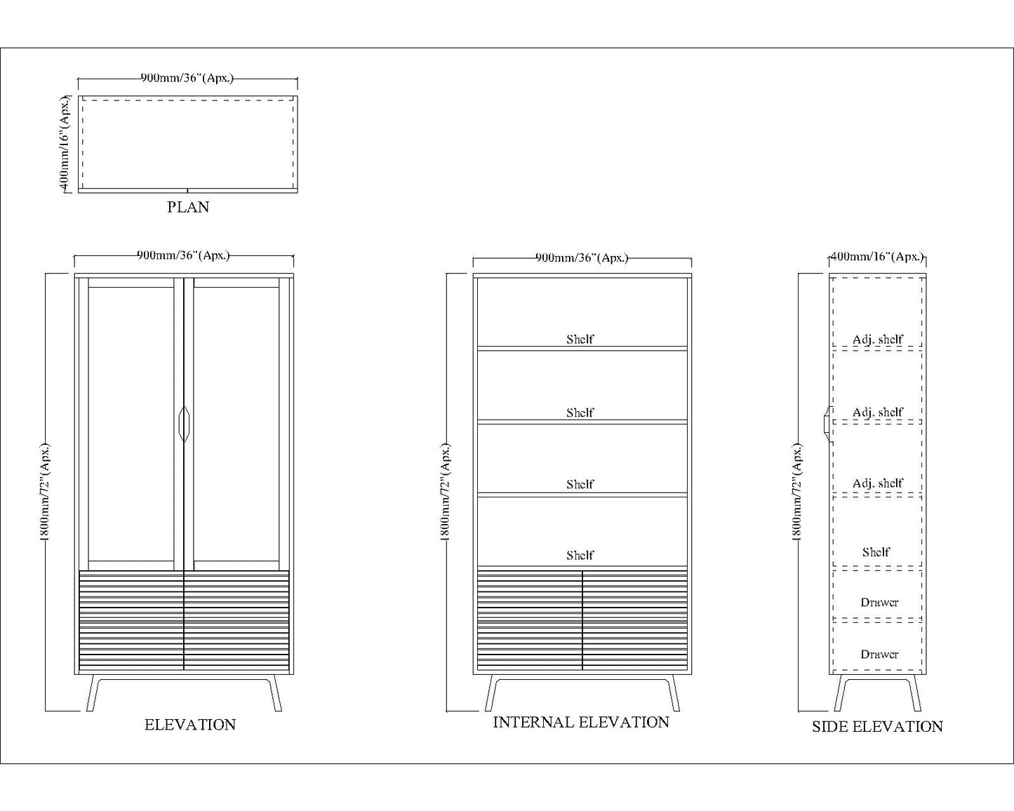 Crockery Unit, Crockery Cabinet, Crockery Storage, Kitchen Storage, Crockery Unit in Blue & Black Color, Crockery Unit With Shutter & Drawer, Crockery Unit with Glass Shutter, Crockery Unit - EL10086