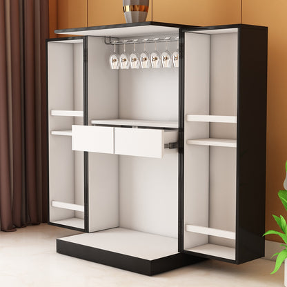 Bar Cabinet, Black Color Cabinet, Bar Cabinet with Drawer & Shutter, Wine Cabinet, Wooden Wine Rack, Bar Cabinet - EL10091