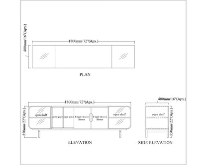 Entertainment Unit, TV Unit for Living/Bedroom Area, TV Unit with Acrylic, MS Leg with Golden Paint, Entertainment Unit - EL10093