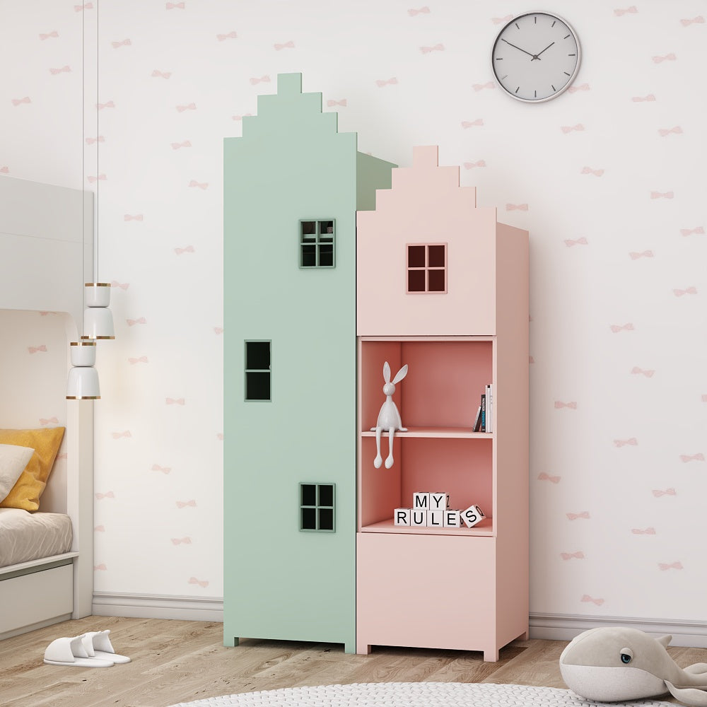 Kids Unit, Wardrobe & Storage for kids, Green & Pink Color Unit, Kids Unit - EL10095