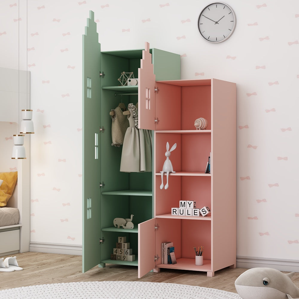 Kids Unit, Wardrobe & Storage for kids, Green & Pink Color Unit, Kids Unit - EL10095