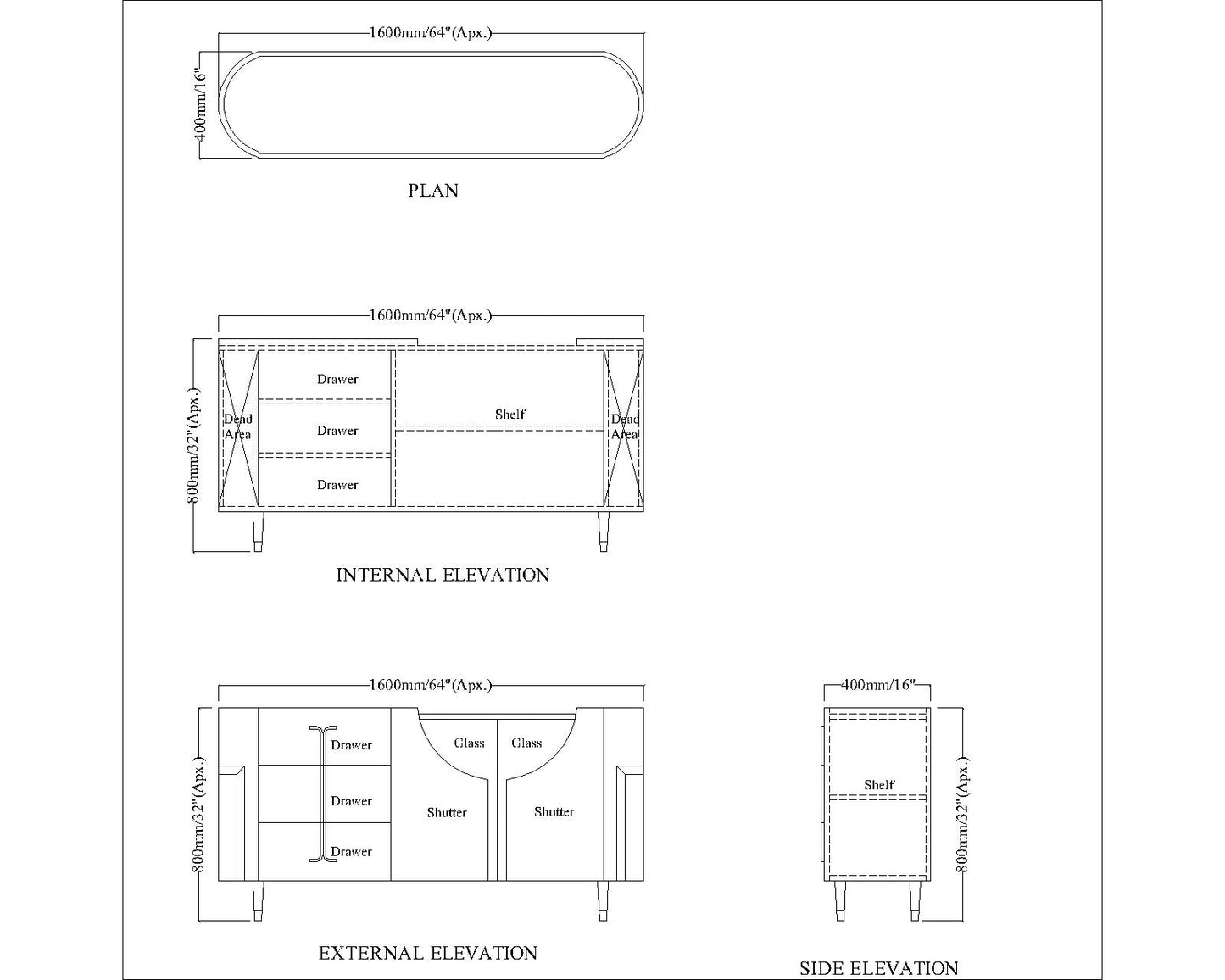 Cabinet, Cabinet with Grey Color, Cabinet with Black Glass Shutter, Cabinet with Multipurpose Storage Unit, Cabinet - EL10097