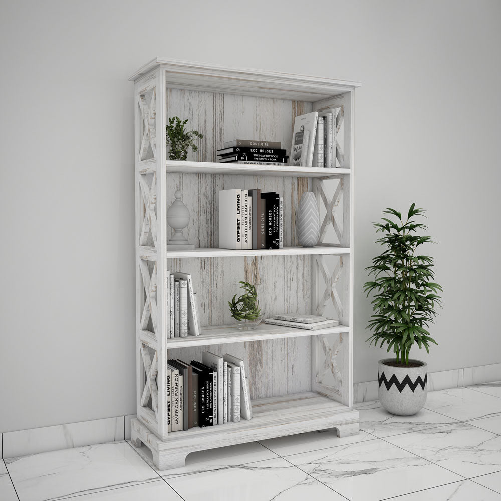 Book Shelves, Solid Wood Book Shelves, Book Shelves With Open Shelf, White Color Book Shelves, Book Shelves - EL11010