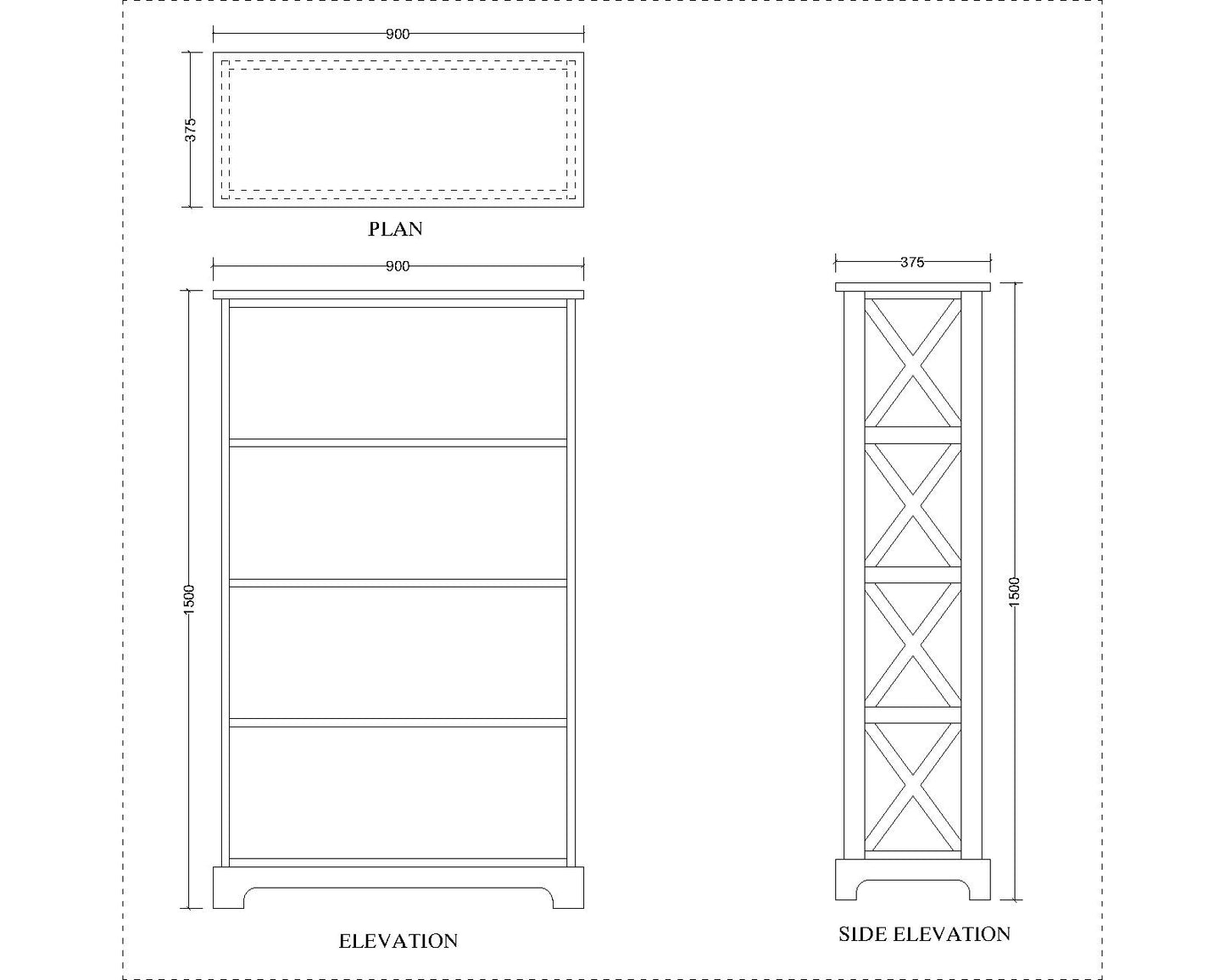 Book Shelves, Solid Wood Book Shelves, Book Shelves With Open Shelf, White Color Book Shelves, Book Shelves - EL11010