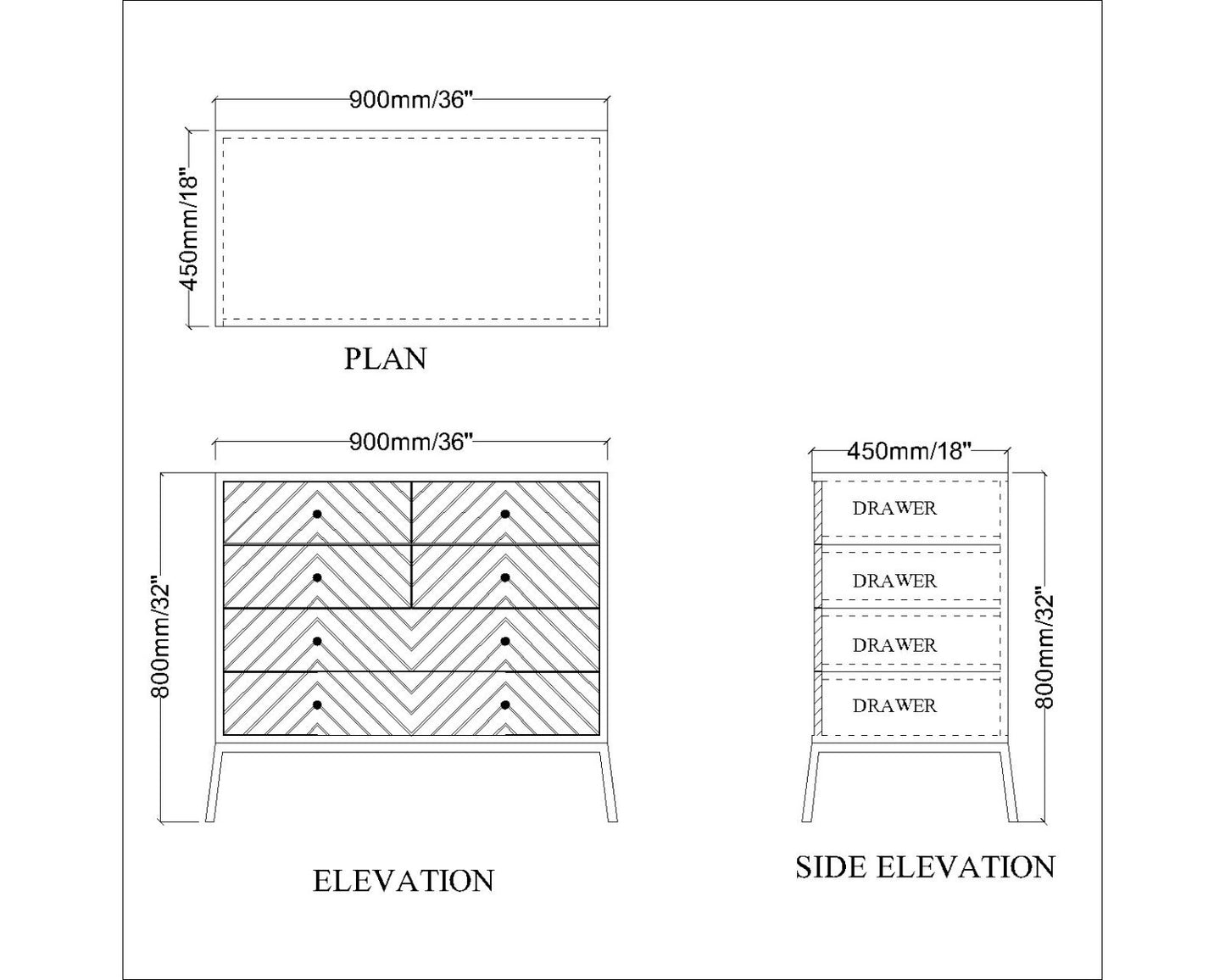 Chest of Drawer, Grey Color Chest of Drawer, Chest of Drawer with Drawer, Chest of Drawer With MS Leg in Gold Finish, Chest of Drawer - EL11014