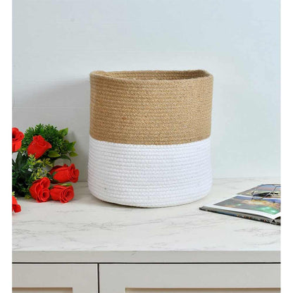 Storage Basket , (i292_12_1), Storage Basket With Beige & White Color, Storage Basket  - EL11022