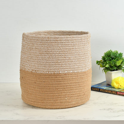 Storage Basket , (i257_12_1), Storage Basket With Beige & White Color, Storage Basket  - EL11036