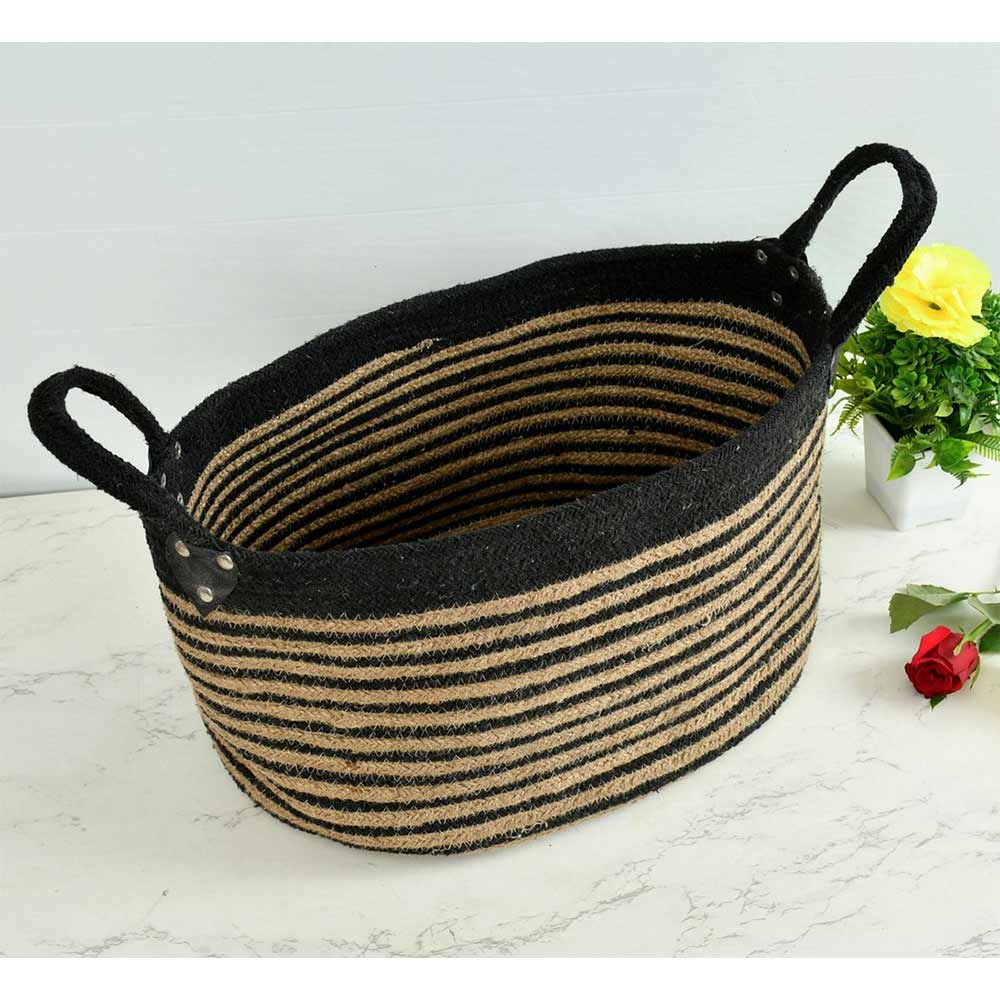 Storage Basket , (i224_3_1), Storage Basket With Black & Beige Color, Storage Basket  - EL11052