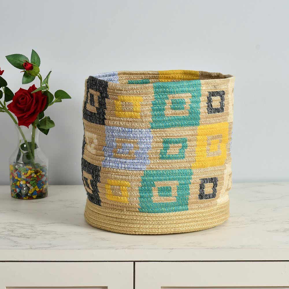 Storage Basket , (i182_12_1), Storage Basket With Beige, Yellow & White Color, Storage Basket  - EL11054