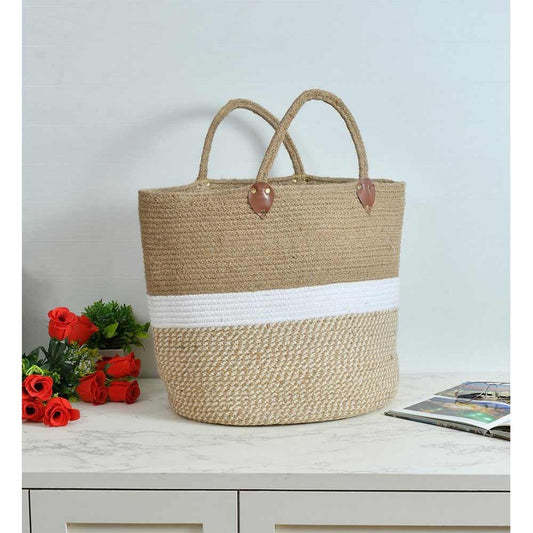 Storage Basket , (i171_16_1), Storage Basket With Beige & White Color, Storage Basket  - EL11057