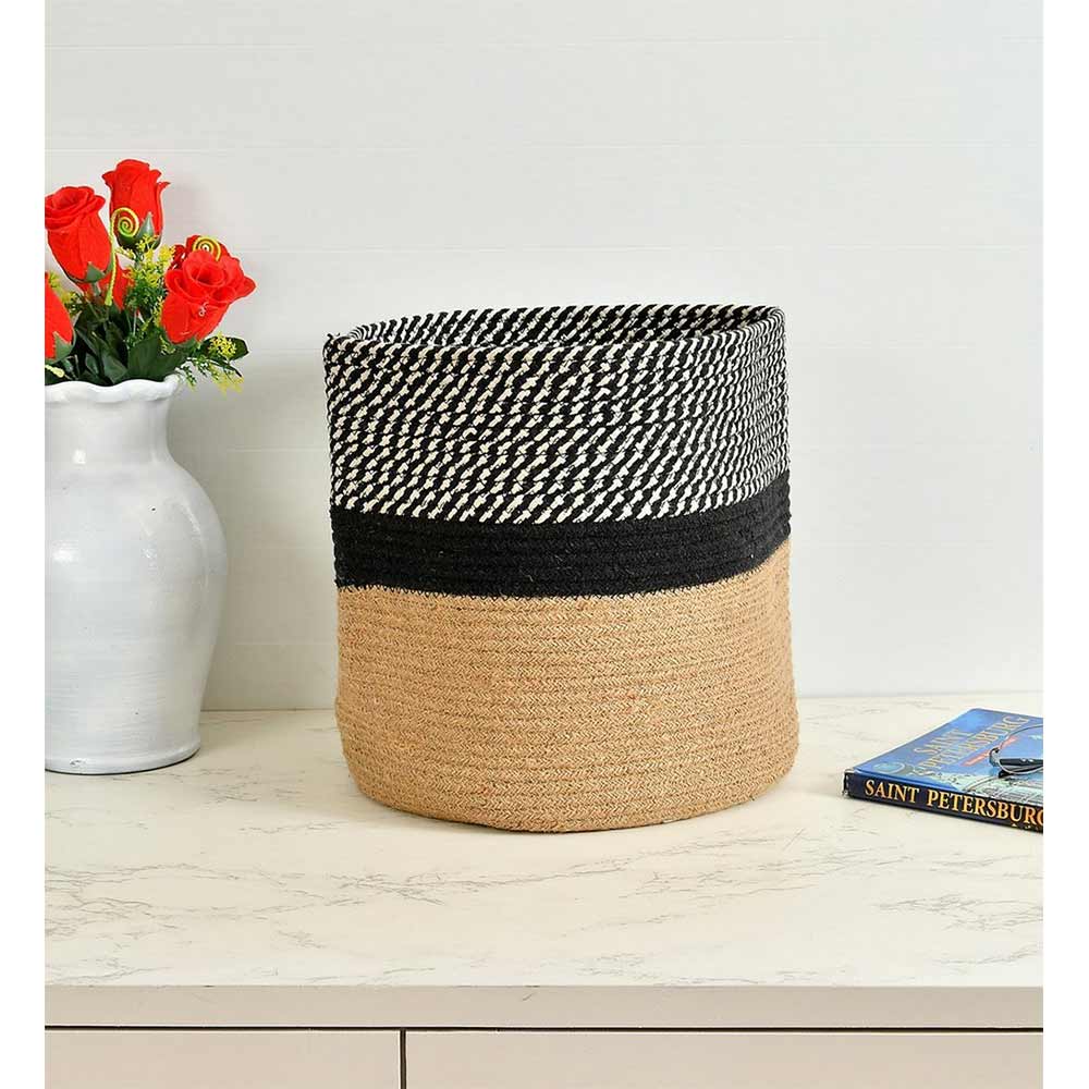 Storage Basket , (i168_12_1), Storage Basket With Beige, Black & White Color, Storage Basket  - EL11060