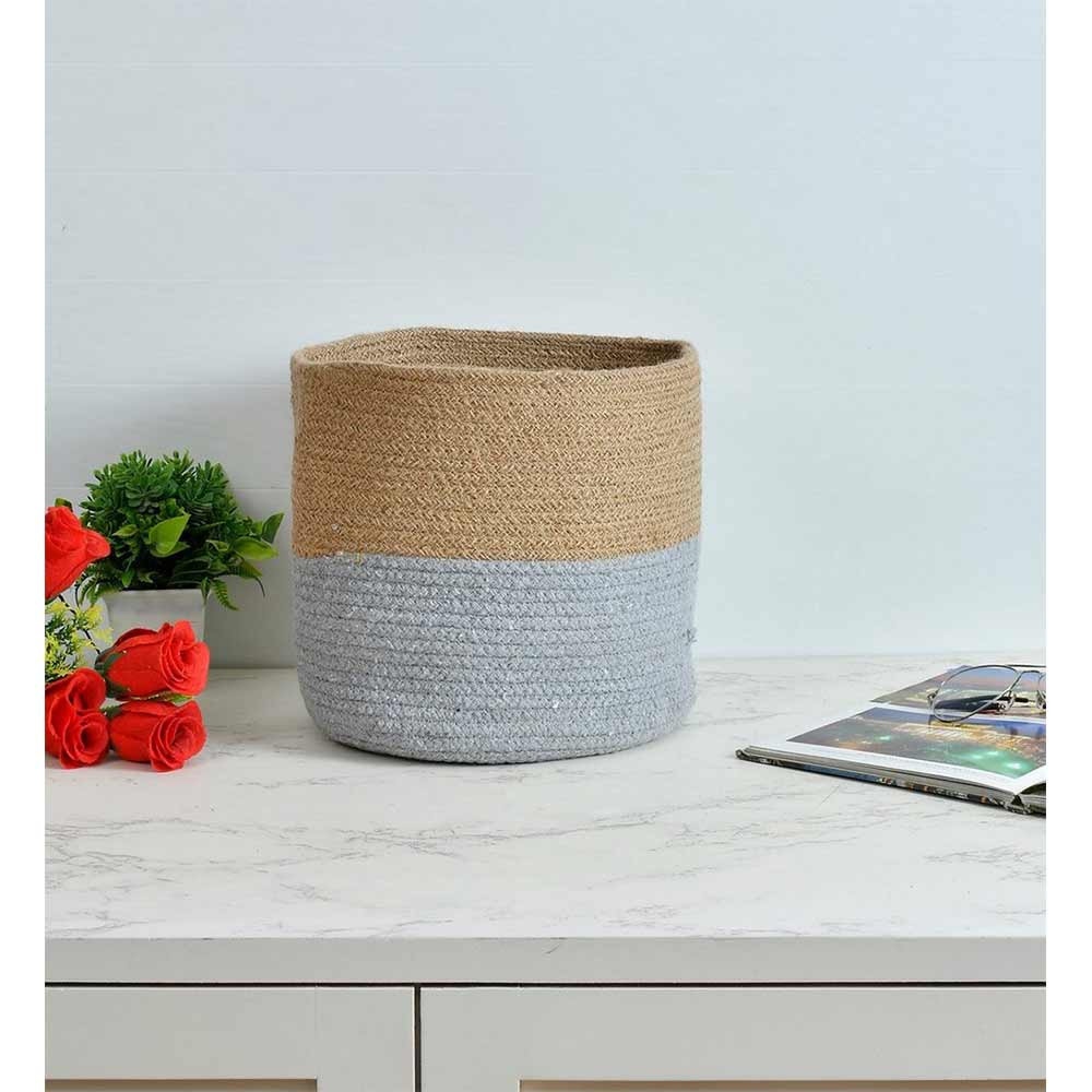 Storage Basket , (i163_10_1), Storage Basket With Beige & Grey Color, Storage Basket  - EL11061