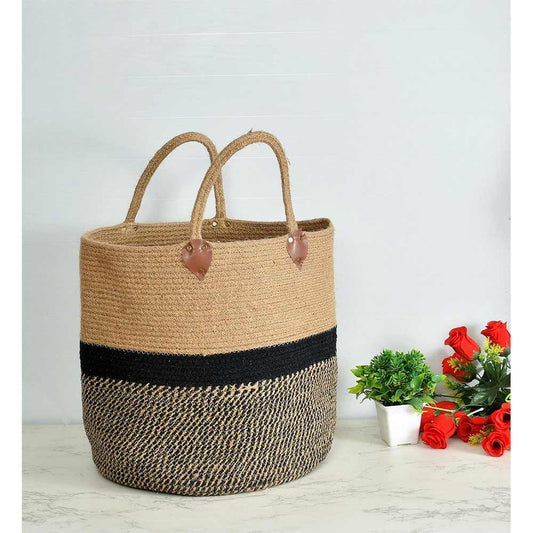 Storage Basket , (i152_16_1), Storage Basket With Beige & Black Color, Storage Basket  - EL11064