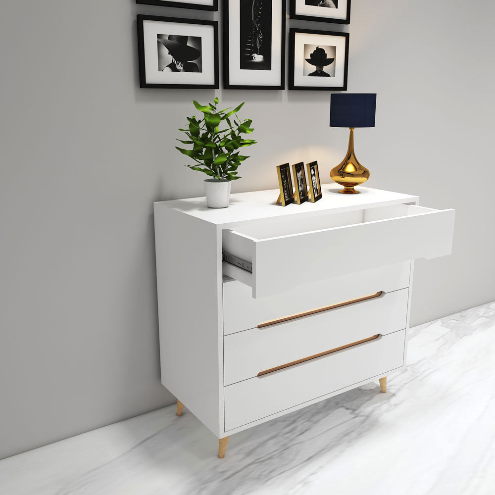 Chest of Drawer, White Color Cabinet, Chest of Drawer with Drawer,Chest of Drawer with Wooden Leg, Chest of Drawer - EL11069