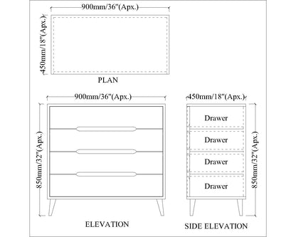 Chest of Drawer, White Color Cabinet, Chest of Drawer with Drawer,Chest of Drawer with Wooden Leg, Chest of Drawer - EL11069