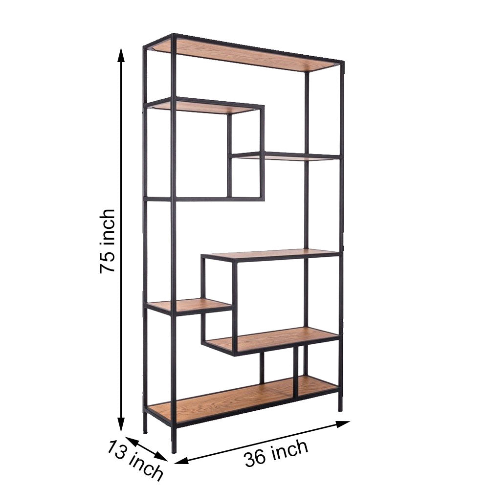 Book Shelf, (RR Handicraft), Natural Wood & Black Color Book Shelf, Book Shelf - EL11070