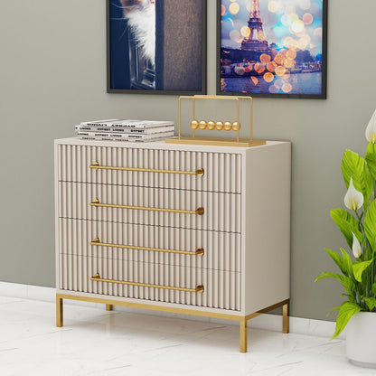 Chest of Drawer, Beige Color Cabinet, Multi storage unit, Chest of Drawer with MS Leg in Gold Finish, Chest of Drawer - EL11075