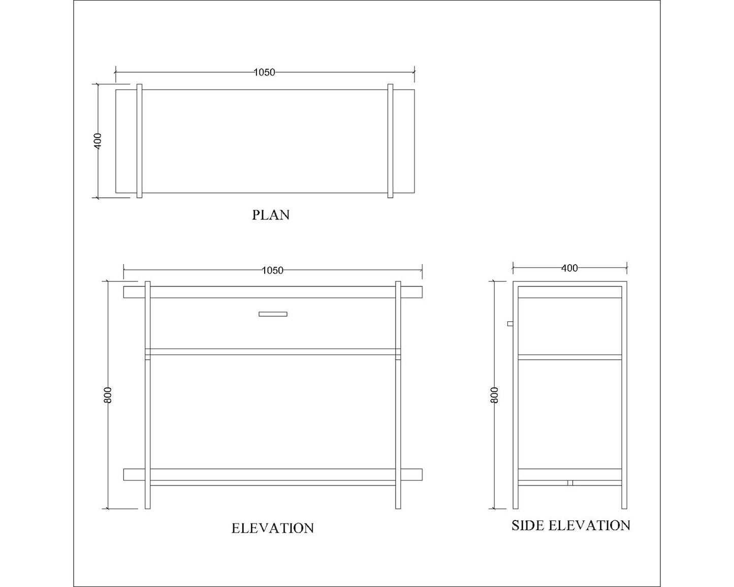 Console Table, Solid Wood Console Table, Grey Console Table, Console Table with Open Shelf, Console Table with Drawer, Console Table - EL -12080