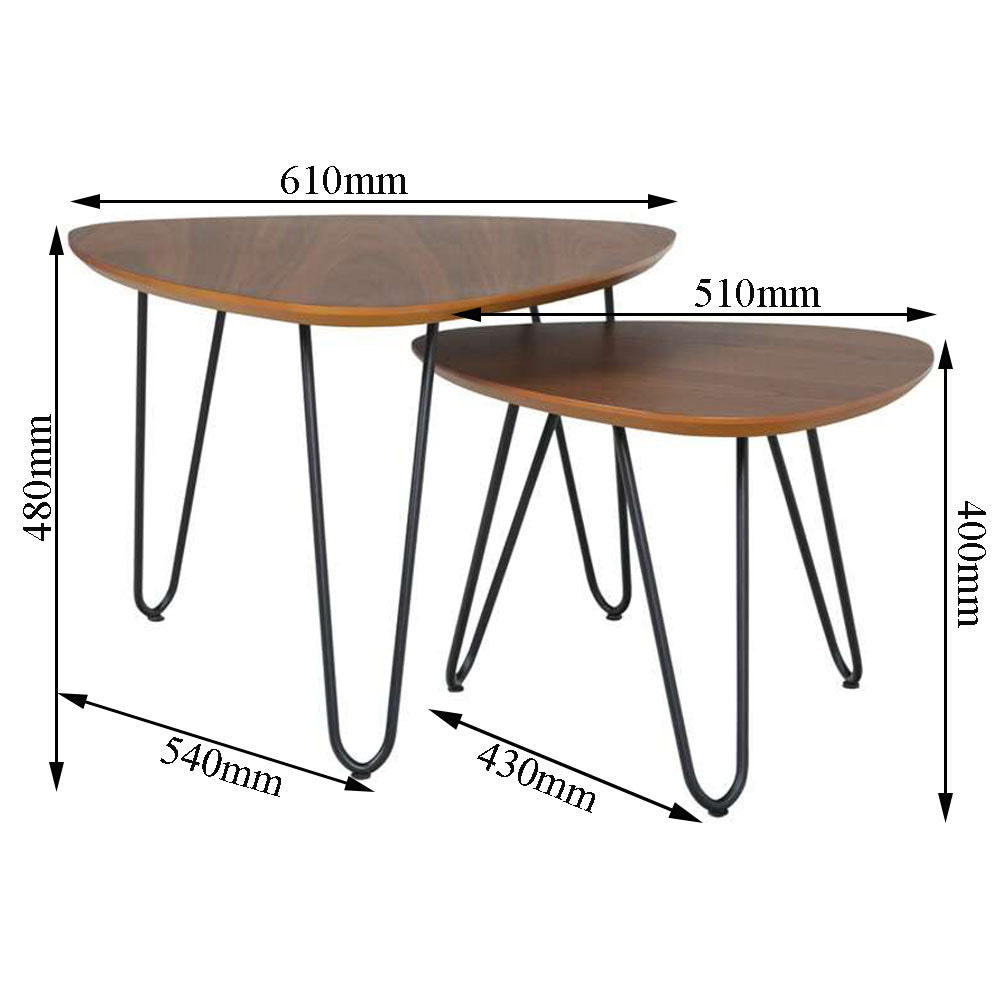 Nesting Table, Black & Brown Nesting Table, Nesting Table with Metal Legs, Nesting Table- EL12094