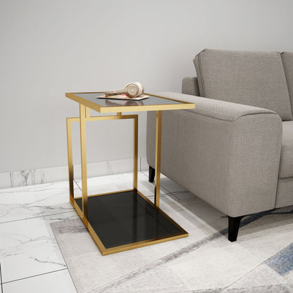 End Table, End Table with Black & Gold Color, End Table with Open Shelf, End Table - EL12100