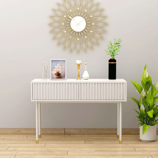 Console Table, White Console Table, Console Table With Drawer, Console Table With Metal Legs In White Finish, Console Table - EL12104