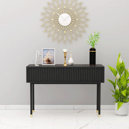 Console Table, Black Console Table, Console Table With Drawer, Console Table With Metal Legs In Black Finish, Console Table - EL12105