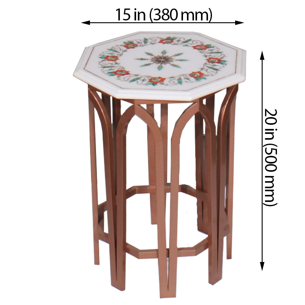 End Table, End Table in White & Gold Color, End Table in Stone & Metal, End Table for Home, End Table - EL12112