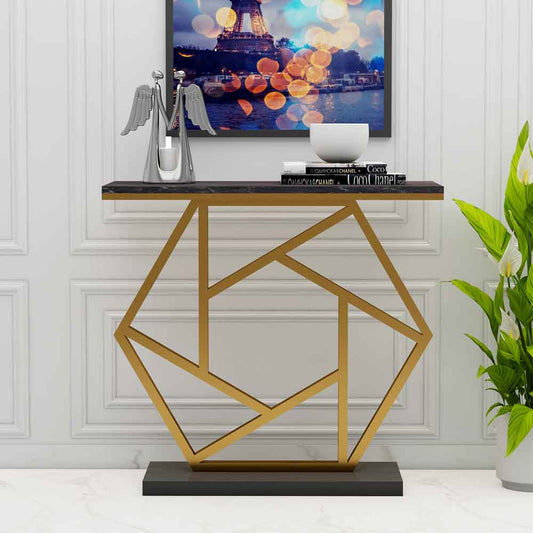 Console Table, Console Table for Entrance, Console Table with MS Leg in Gold Finish, Console Table in Black Color, Console Table - EL12135