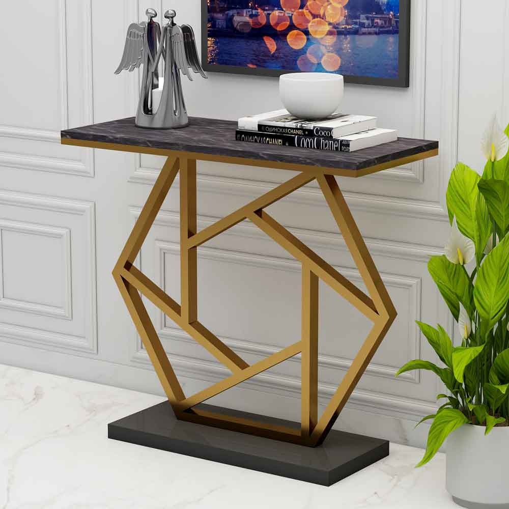 Console Table, Console Table for Entrance, Console Table with MS Leg in Gold Finish, Console Table in Black Color, Console Table - EL12135