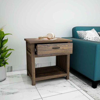 End Table, End Table with Drawer & Open Space, End Table in Dark Brown Color, End Table - EL12137