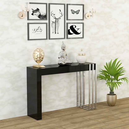Console Table, Black & Gold Console Table, Console Table with Metal Tube in Gold Finish, Console Table with Designing Leg, Console Table - EL12140