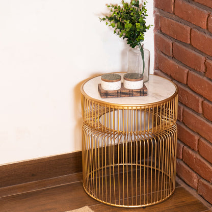 End Table, SCALP/2020/211 (Strawberry Collective), Arius side table- Gold, End Table - EL12142