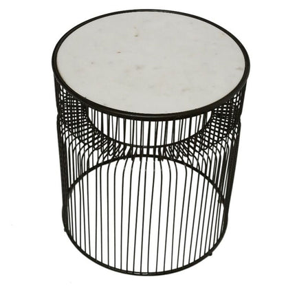 End Table, SCALP/2020/212 (Strawberry Collective), Arius Side table- White Marble, End Table - EL12143