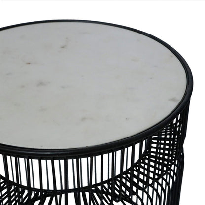 End Table, SCALP/2020/212 (Strawberry Collective), Arius Side table- White Marble, End Table - EL12143