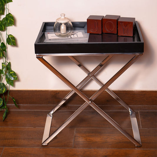 End Table, SCSAI/2021/233 (Strawberry Collective), Vatican Black Side Table, End Table - EL12154