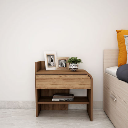 Bedside Table, Bedside Table with Brown color, Bedside Table with Drawer & Open Shelf, Bedside Table - EL12165