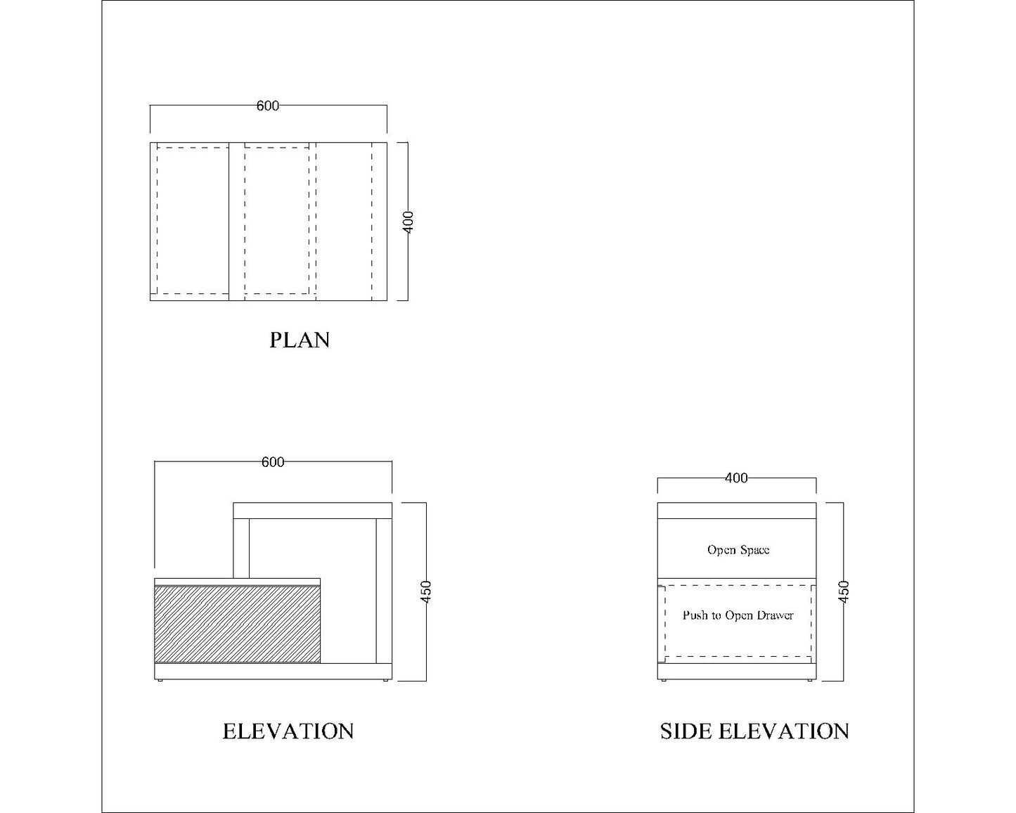 End Table, End Table with White & Brown Color, Sofa Side Table, End Table with Drawer & Open Space, End Table - EL12169