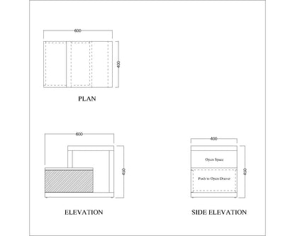 End Table, End Table with White & Brown Color, Sofa Side Table, End Table with Drawer & Open Space, End Table - EL12169