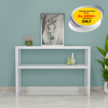 Console Table, White Color Console Table, Console Table with Open Shelf, Console Table - EL 12183