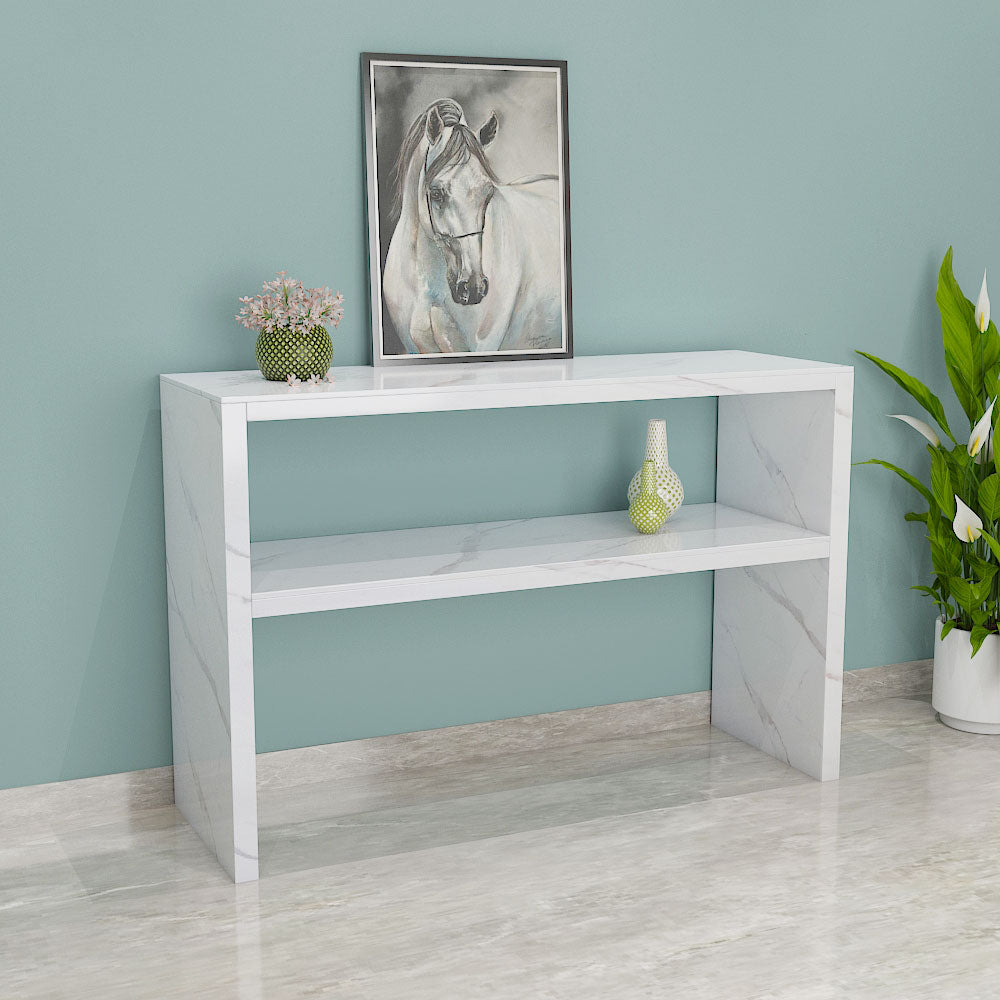 Console Table, White Color Console Table, Console Table with Open Shelf, Console Table - EL 12183