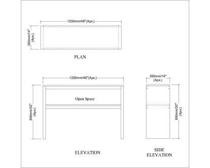 Console Table, White Color Console Table, Console Table with Open Shelf, Console Table - EL 12183