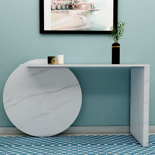 Console Table, White Console Table, Console Table with Marble Finish Laminate, Console Table - EL 12184