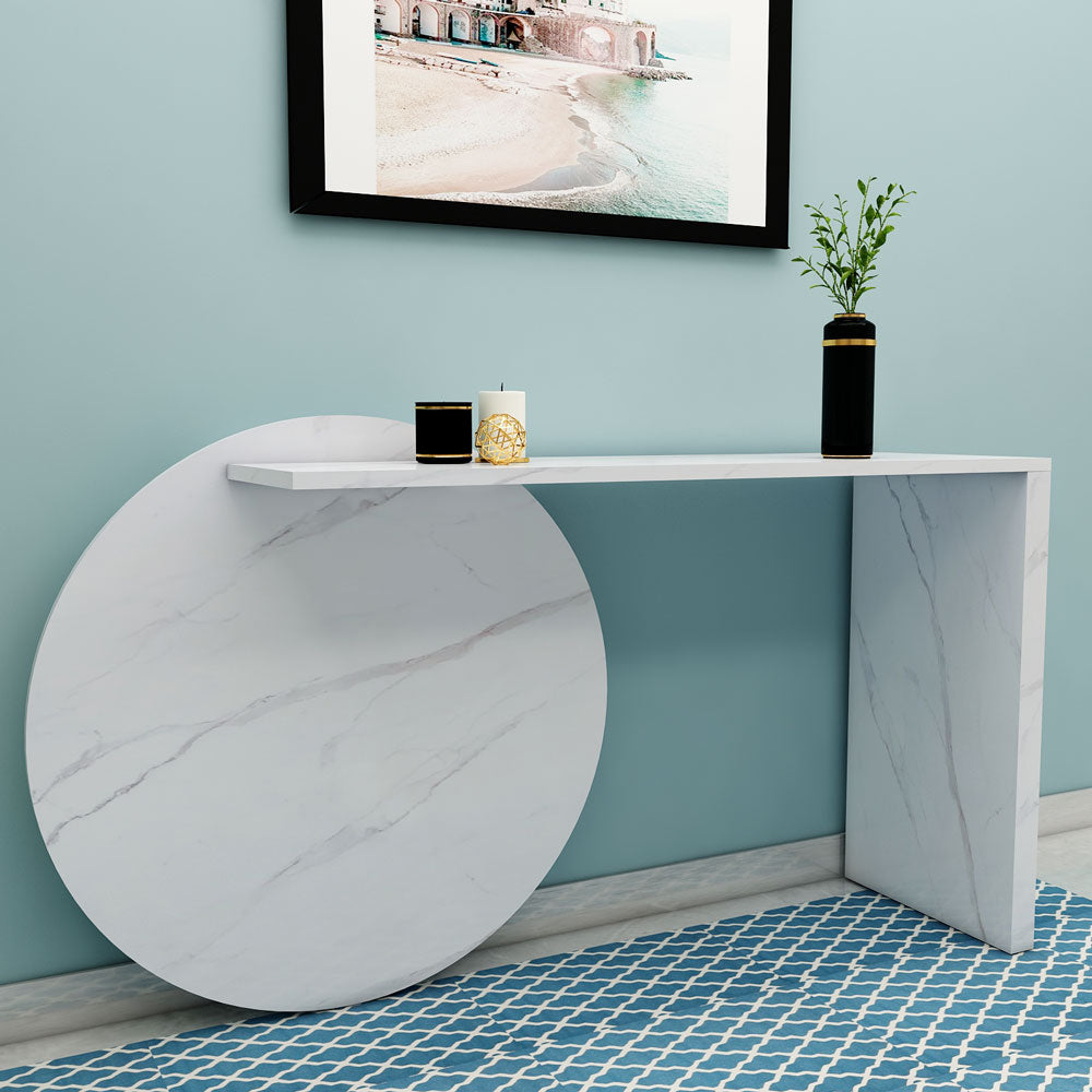 Console Table, White Console Table, Console Table with Marble Finish Laminate, Console Table - EL 12184