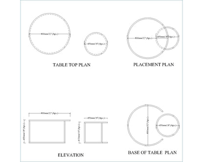 Round Nesting Table, 2 Nesting Table with Black legs, Floor Standing Nesting Table - EL12193