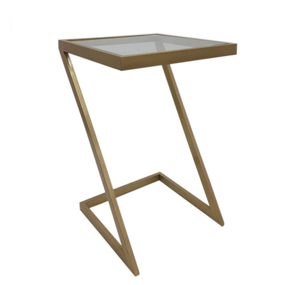 Side Table, (RR Handicraft), Side Table with Glass Top, Golden Color Side Table, , End Table - EL12196