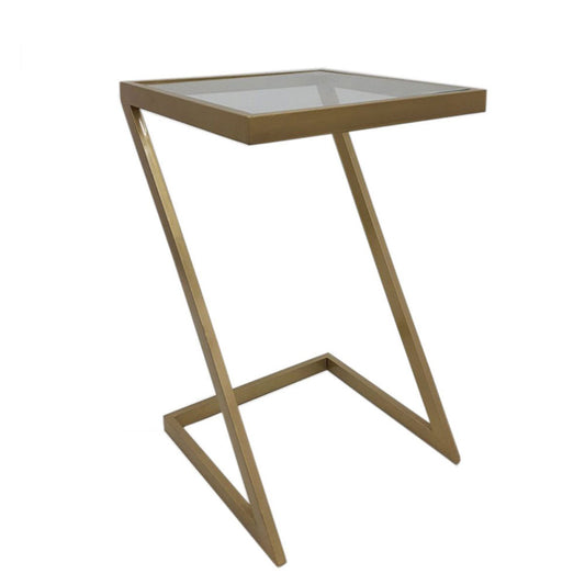 Side Table, (RR Handicraft), Side Table with Glass Top, Golden Color Side Table, , End Table - EL12196